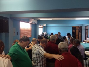 Group prayer at end of week long intensive training conference for Timothy Initiative.  Awesome.  A team is coming every month to plant churches.