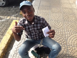 Everyone wishes to hear the Good News.  Shoe shine boy prays fervently after I shared testimony.  we have decided to be compassionate and help anyone we can anytime we are able.